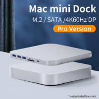 USB C Hub for Mac mini M1/M2 with HDD Enclosure 2.5 SATA NVME M.2 SSD HDD Case to USB C Gen 2 DP SD/TF docking station