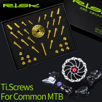 RISK 36pcs Titanium Screw Set Common MTB Bike Screw Derailleur/Disc Brake/Stem Cap/Cage/Valve Cap Mountain Bicycle Fixing Bolts
