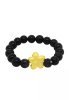 LITZ [SPECIAL] LITZ 999 (24K) Gold Little Star Charm with Black Agate Ring