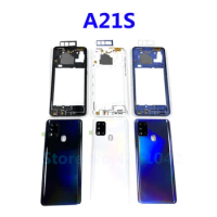 For SAMSUNG Galaxy A21S A217 A217F Phone Housing Middle Frame A21s Battery Back Cover Rear Cover Camera Glass Lens