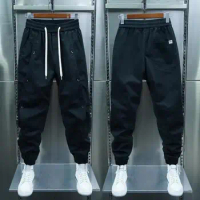 Loose Fit Pants Versatile Men's Cargo Pants Elastic Waist Multi Pockets Streetwear Style Ideal for Outdoor Training Sports