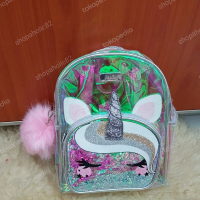 Tas ransel mini backpack Justice Original unicorn clear