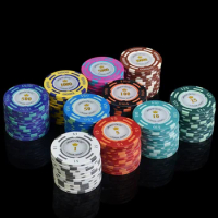 200pcs Profesional Casino Poker Chips Set with Chip Holder Clay Poker Chips with Iron Insert Baccarat Entertainment Game Coins