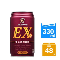  金車/伯朗 EX雙倍濃烈咖啡330ml-24罐/箱x2箱