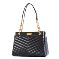 【Michael Kors】WHITNEY 絎縫皮革三層置物托特包-黑色