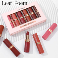 Leaf Poem Set Gincu LEAF P0EM 6 Stick Matte Kalis Air Lip Gloss Lipstick Kosmetik Tidak Mudah Luntur