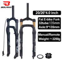 BOLANY Snow Bike rim Suspension fork 20/26inch Aluminum Alloy Air pressure Quick Release Bicycle Fork for fatbike 26x4" 20x4"