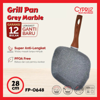 Cypruz Wajan Anti Lengket Pemanggang BBQ Grill Pan Marble Induksi 28cm FP-0648