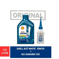 PAKET OLI MATIC SHELL ADVANCE AX7 SCOOTER 0.8L 10W30 + SHELL OLI GEAR