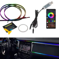 Car Ambient Light LED Car Interior Ambient Foot Strip Light Kit Accessories Car Interior Voice App Control Ambience Lamp