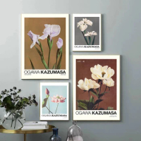 Ogawa Kazumasa Exhibition Poster Beautiful Lotus Hairy Peony Iris Wall Canvas Flower Art Prints Vintage Photography Pictures