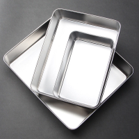 楓林宜居 提拉米蘇盤304不銹鋼平底方盤長方形盒子帶蓋烘培盤熟食托盤菜盤
