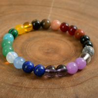 Gelang Feng Shui / Gelang Bertuah Manik Warna Pelangi Gelang Batu Bohemian Tujuh Chakra Yoga Mata Ha