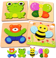 Bekayshad  Wooden Puzzle Toddler Toy Gift Suitable  1 - 2 - 3  Year-Old Boy and Girl  Animal Puzzle 