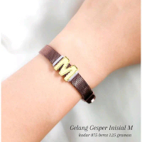 Gelang Gesper Liontin Inisial Huruf M Koleksi Josean Elegant Emas Asli