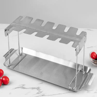 Giá Chân Gà, Chất Liệu Thép Không Gỉ, 12 Khe, Có Khay Nhỏ Giọt, Gấp Gọn, Thích Hợp Cho BBQ Ngoài Trờ