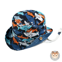 【Kori Deer 可莉鹿】鯊魚雙面可戴嬰兒童漁夫帽(男童寶寶帽防曬盆帽遮陽帽)