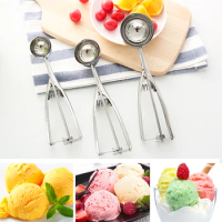 Ice Cream Scoop 4,5,6cm Stainless Steel With Trigger Cookie Scoop Spoon Frozen Cooking Tools Ice Cream Decorating Tool