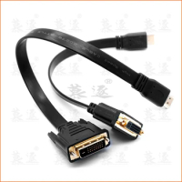 1PCS 30cm Flat Slim High Speed HDMI Male &amp; to Female DVI 24+1 Male Cable