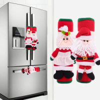 2pcs/set Christmas Refrigerator Door Handle Cover Santa Home Kitchen Microwave Oven Dishwasher Fridge Door Knob Xmas Protector