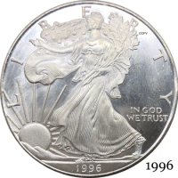 United States America 1996 In God We Trust 1 OZ Fine Silver Bullion Eagles One Dollar Silver Plated Copy Commemorative Coin