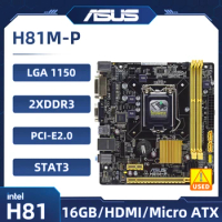 LGA 1150 Motherboard ASUS H81M-P Intel H81 2×DDR3 16GB PCI-E 2.0 2×SATA III USB3.0 HDMI Mini iTX For Core i3-4340 i5-4460 cpu