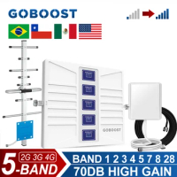 GOBOOST 5 Band Cellular Amplifier B28 B12 B13 700 850 1800 1900 2600MHZ LTE GSM 2G 3G 4G Signal Boos