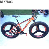 BIKEDOC 26ER Carbon Fatbike Wheel Toray 800 Carbon Tri Spoke Wheel Bicycle Snow Bike Wheel