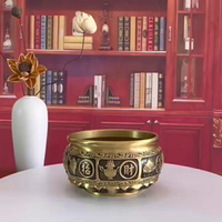 銅聚寶盆擺件八寶聚寶盆招財黃銅米缸創意香爐家居客廳裝飾存錢罐
