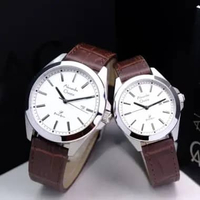 JAM TANGAN COUPLE ALEXANDRE CHRISTIE AC1015 AC 1015 LEATHER ORIGINAL GARANSI RESMI 1 TAHUN - silver 