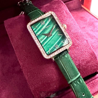 CAMPO MARZIO手錶,編號CMW0001,20mm, 26mm玫瑰金方形精鋼錶殼,墨綠色中二針顯示, 貝母錶面,綠真皮皮革錶帶款,極致視覺美感!