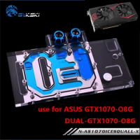 BYKSKI Water Block Use for ASUS GTX1070-O8G-SI/GAMING /GTX 1060 Dual RGB Light/Full Cover Graphics Card Copper Radiator Block
