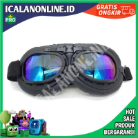Kacamata Goggles Classic Vintage Harley UV Protection - Biru
