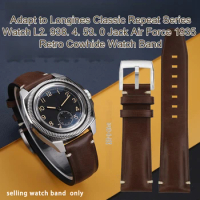 New 22mm For Longines L2.838.4 Classic replica men's watch Belt strap Breitling retro Genuine leather watchband Cowhide bracele