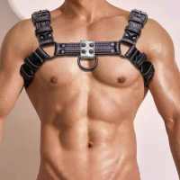 Fetish Gay Leather Chest Harness for men Adjustable Sexual Body Bondage Cage Harness Belts Rave Gay Clothing for Adult Sex