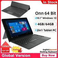 10.1 Onn 64 Bit Z8350 CPU 2in1 Tablet PC Sales 4GBDDR +64GB ROM Windows 10 HDMI-Compatible Quad Core 1920 x 1200 IPS Screen