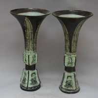 Rare Old Chinese Han dynasty bronze vase,A pair,best collection&amp;adornment,free shipping