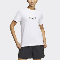 Adidas GFX Logo Tee [HY2861] 女 短袖 上衣 T恤 亞洲版 休閒 訓練 桌球風圖案 棉質 白