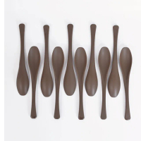 【DAIDOKORO】日本製湯匙10入 棕色 可機洗 抗菌加工 飯勺 桌匙 咖啡杓 兒童湯匙(19公分 洗碗機適用)