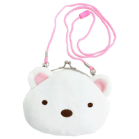 asdfkitty*日本san-x 角落生物白熊 造型絨毛玩偶斜背包 雙珠扣零錢包 票卡夾 日本正版