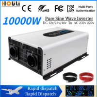 5000W 6000W 7000W 10000W Pure Sinus Wave Inverter 12V 24V 48V DC to AC 220V 230V Voltage Power Inverters Car Solar Converter LCD