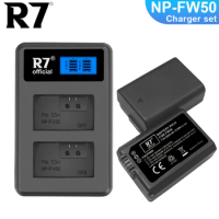 R7 NP FW50 2000mAh NPFW50 Battery + LCD Charger For Sony A6000 A6400 A6300 A5100 A3000 A5000 A6500 NEX-3N ZV-E10L