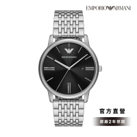 【EMPORIO ARMANI 官方直營】Minimalist 極簡紳士日曆手錶 銀色不鏽鋼錶帶 42MM AR11600
