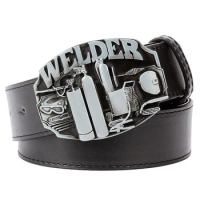 Welder Men Leather Belt Metal Buckle Weld Worker Badge Electric Welding Design