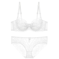 Đồ lót ren sexy phong cách thuần khiết, áo ngực thu nhỏ ngực lớn mùa hè, bộ áo ngực Pháp mỏng cao cấ