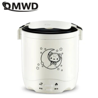 DMWD Electric Mini Rice Cooker 1.2L Insulation cooking noodles pot soup porridge boiler portable for Household office dormitory