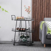 Bar Cart Trolley Organizer 3 Tier Rolling Beach Tea Utility Kitchen Island Shopping Stair Climbing Archivadores Dining Room Sets