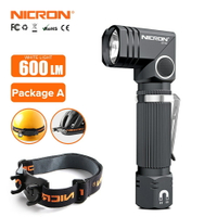 Nicron Led 手電筒免提雙燃料 90 度扭旋轉夾 600lm 防水磁鐵照明手電筒 B74E