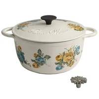 3-Quart Enamled Cast Iron Dutch Oven with Self Lid Cast Iron Pot Cast Iron Cookware Nonstick in Multicolor Rose Shadow