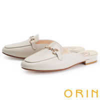 ORIN 氣質馬蹄釦真皮低跟穆勒鞋 米色